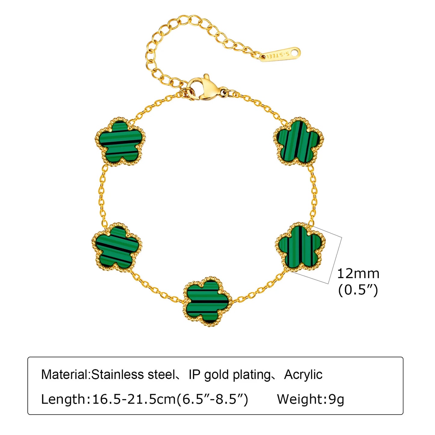 💖 Set de Pulseras Vnox Trébol 13mm – El Regalo Perfecto para Ella