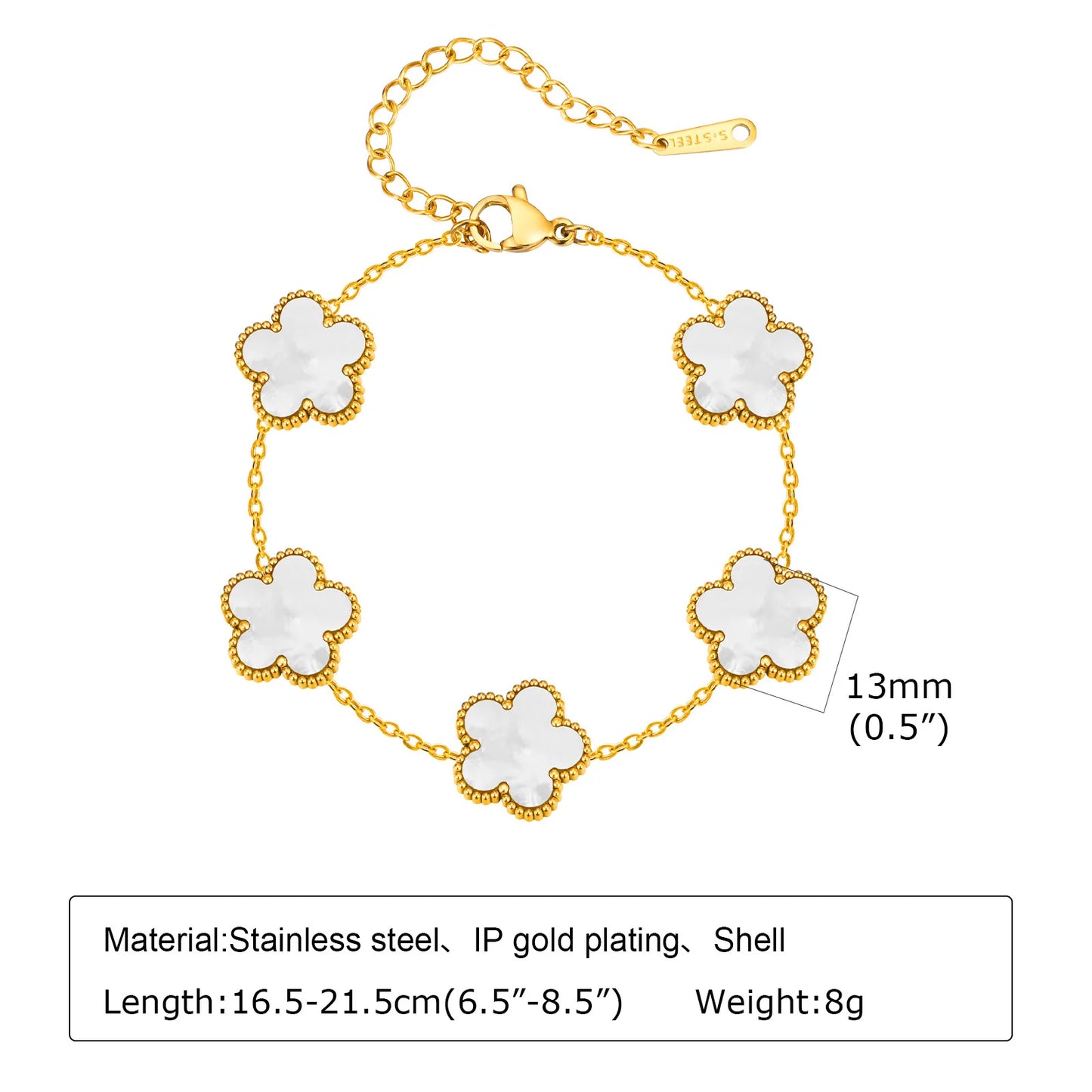 💖 Set de Pulseras Vnox Trébol 13mm – El Regalo Perfecto para Ella