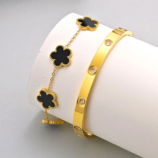 💖 Set de Pulseras Vnox Trébol 13mm – El Regalo Perfecto para Ella